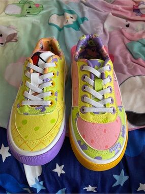 Kids Colorful Mix-Pattern Sneakers - Yellow Pink Purple